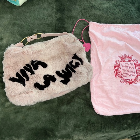 JUICY COUTURE Pink Rabbit Fur & Leather Viva La Juicy Bag Vintage Rare! NEW! - Picture 4 of 14